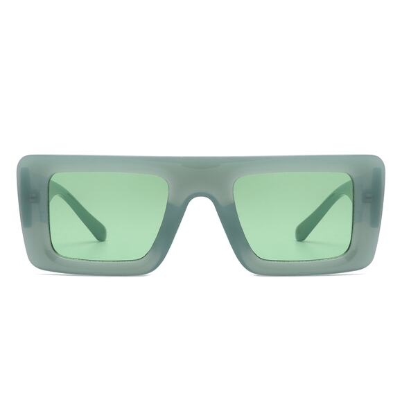 Luxury Green Square Sunglasses Unisex Classy Exotic - Picture 2 of 3